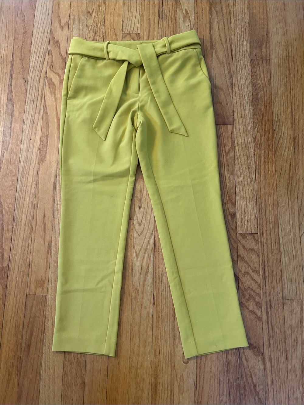 Loft Marisa Mustard Yellow Tie-Waist Straight Pants